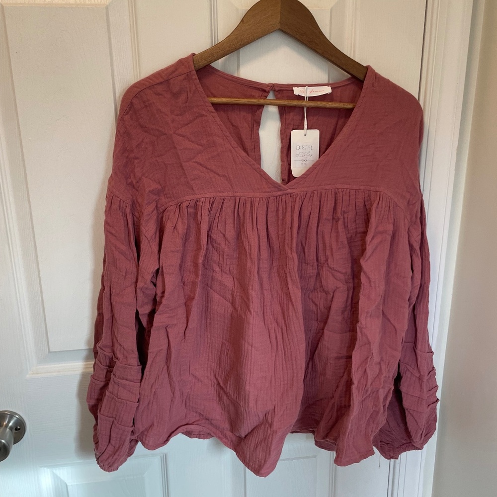 Ces Femme Mauve Textured Peasant Top | M | New With Tags